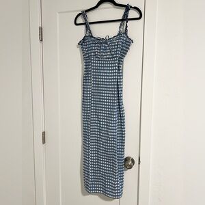 Free People Blue and White Gingham Midi Dress